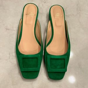Ann Mashburn Green Buckle Slides size 39